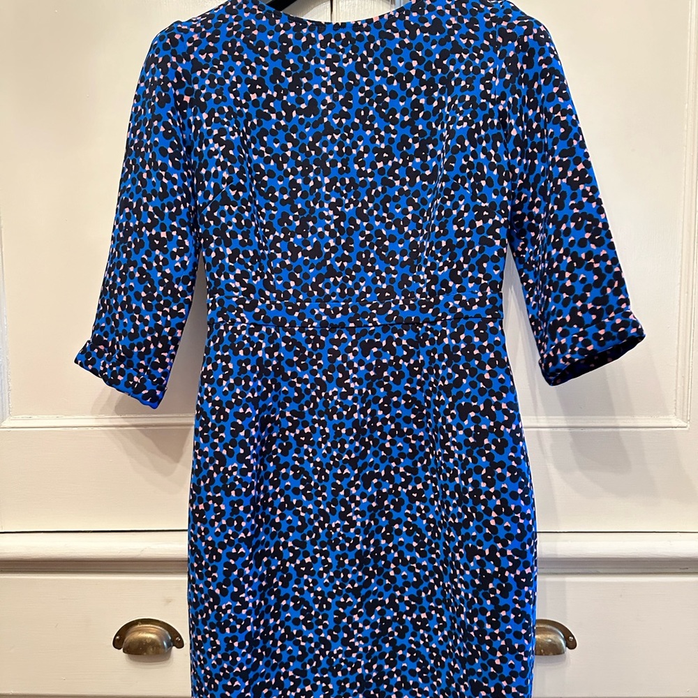 Boden structured blue floral fits dress